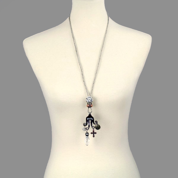 "Faith" Fork Pendant Necklace - Image 2
