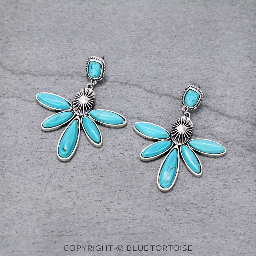 2.7" Long, Big! Natural Stone Post Earrings