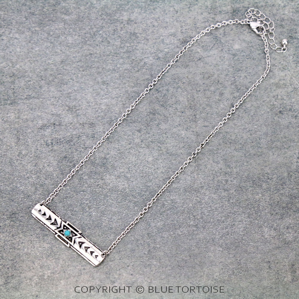 Western Semi Stone Bar Necklace