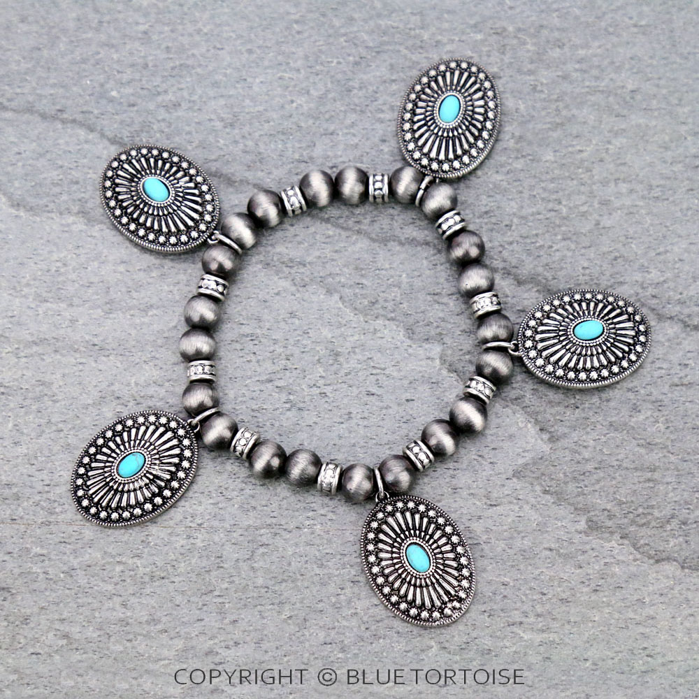 Western Concho Charms Stretch Bracelet