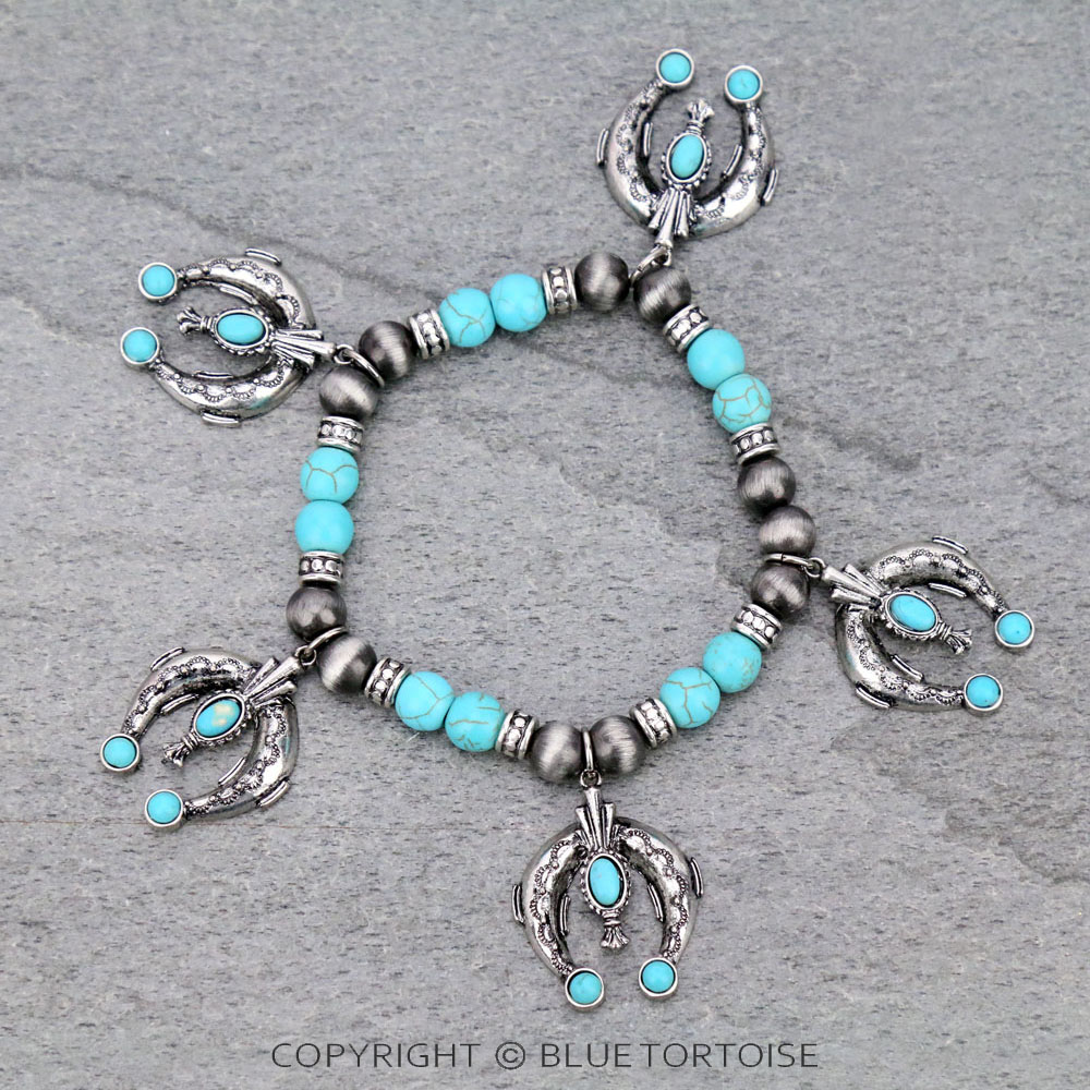 Western Squash Blossom Charms Stretch Bracelet