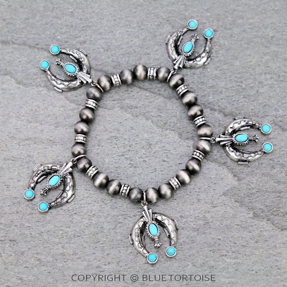 Western Squash Blossom Charms Stretch Bracelet