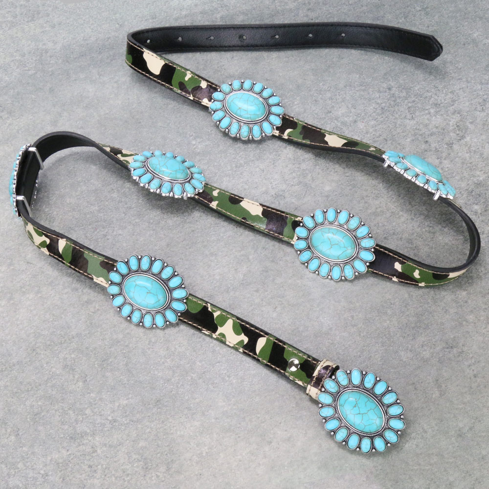 Western Concho with Stone PU Leather Belt L/XL - Image 2