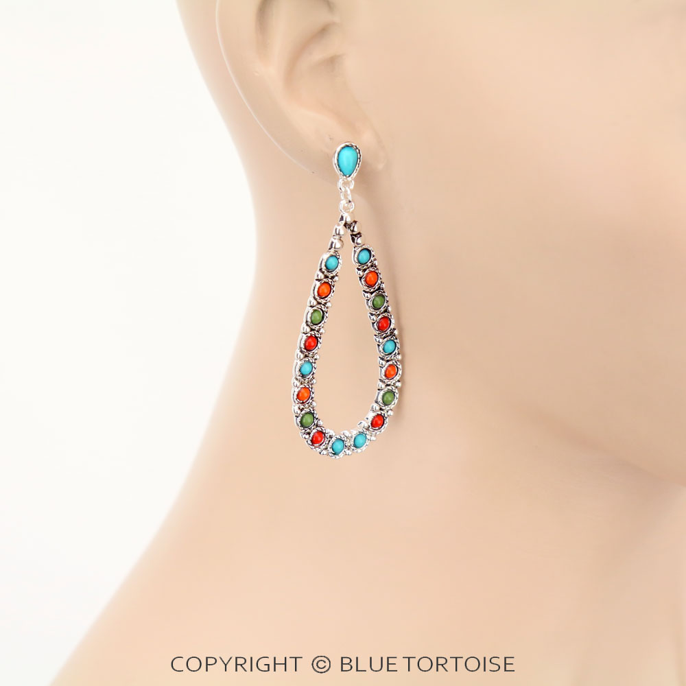 Western Epoxy Teardrop Stud Earrings - Image 2