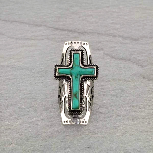 Western Style Cross Cuff Ring