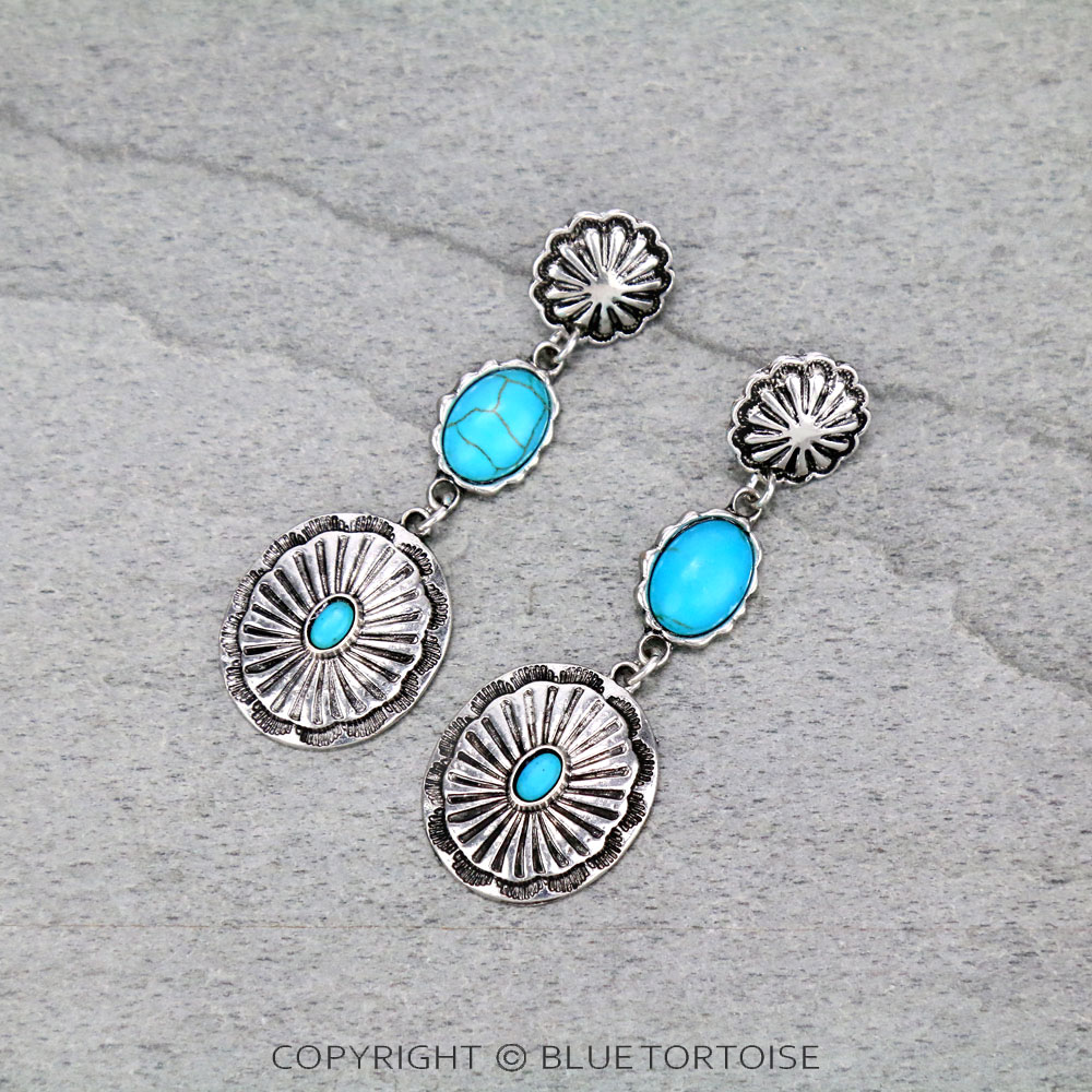 Western Concho Stud Earrings
