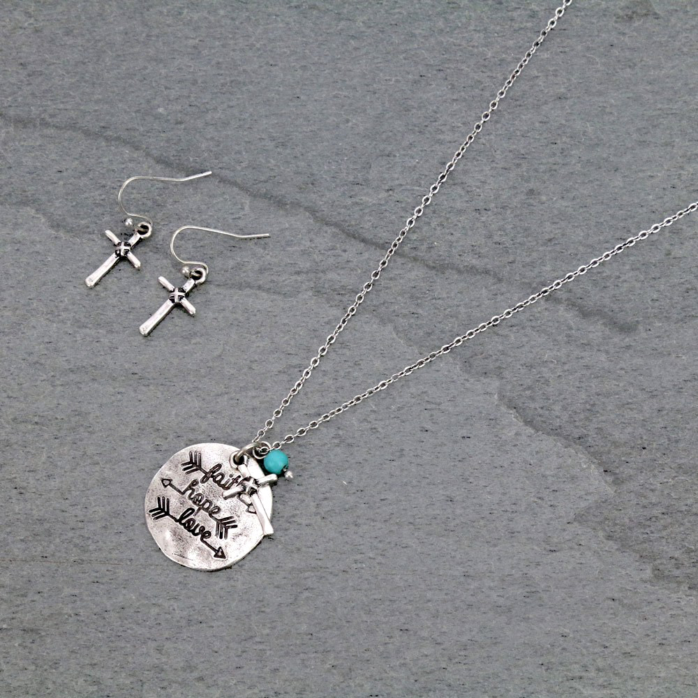 "Faith, Hope, Love" Necklace Set