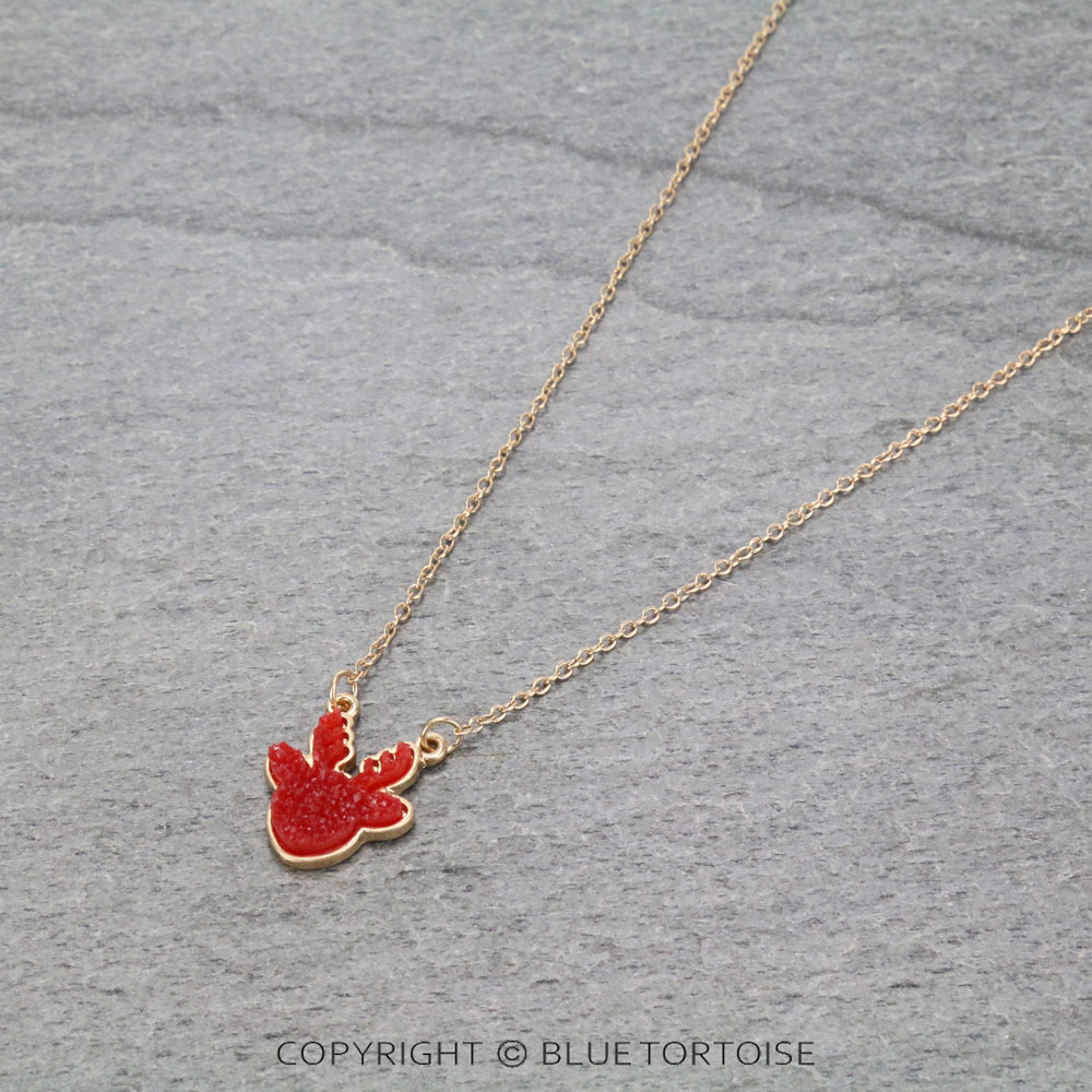 Reindeer Druzy Stone Necklace