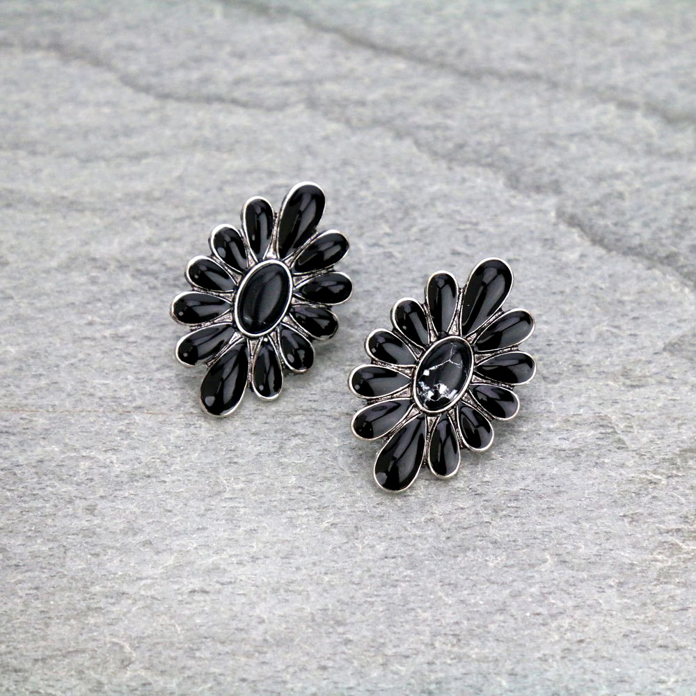Concho Stone Stud Earrings