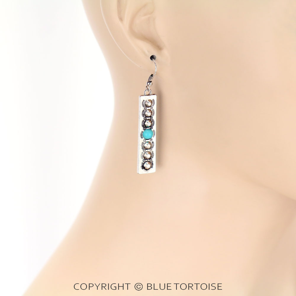 Western Texture Bar Dangle Earrings - Image 2