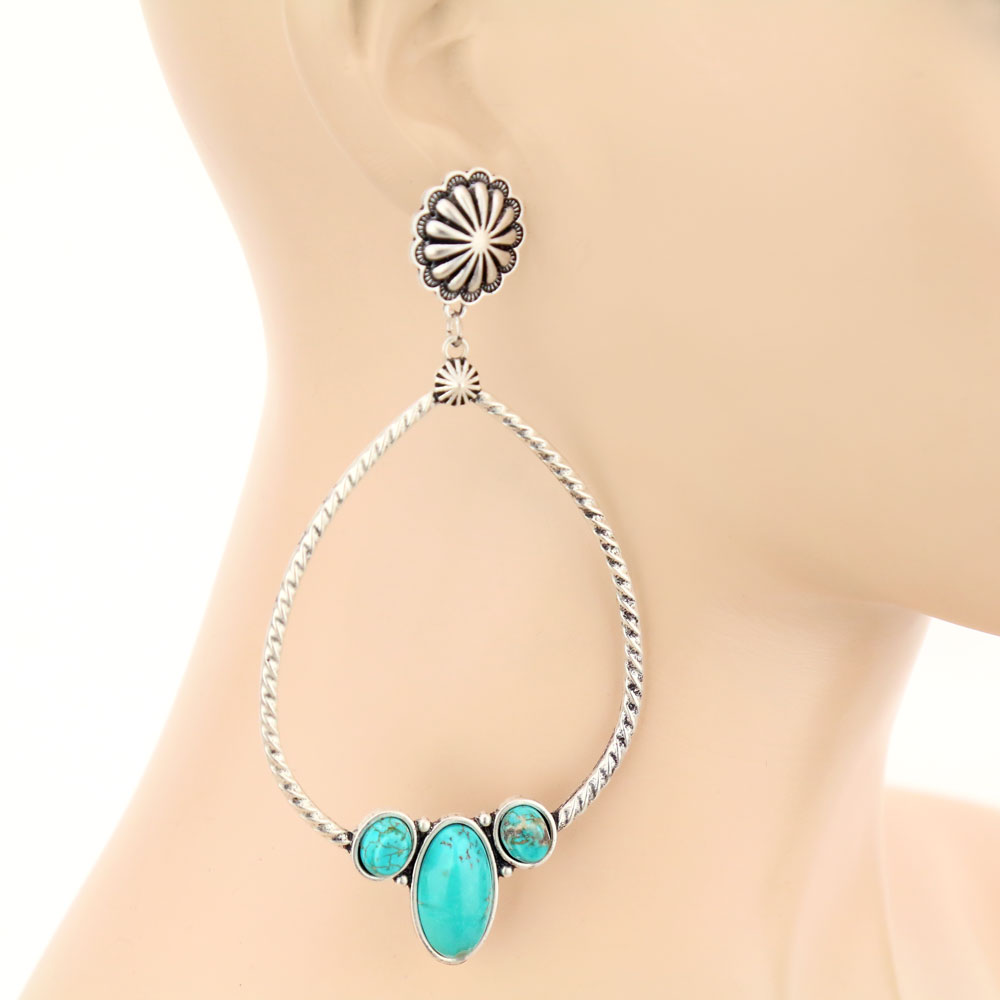 Big! Natural Stone Post Earrings - Image 2