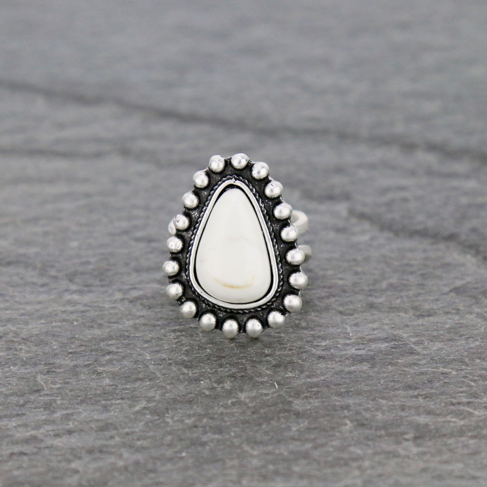 Natural White Stone Adjustable Ring