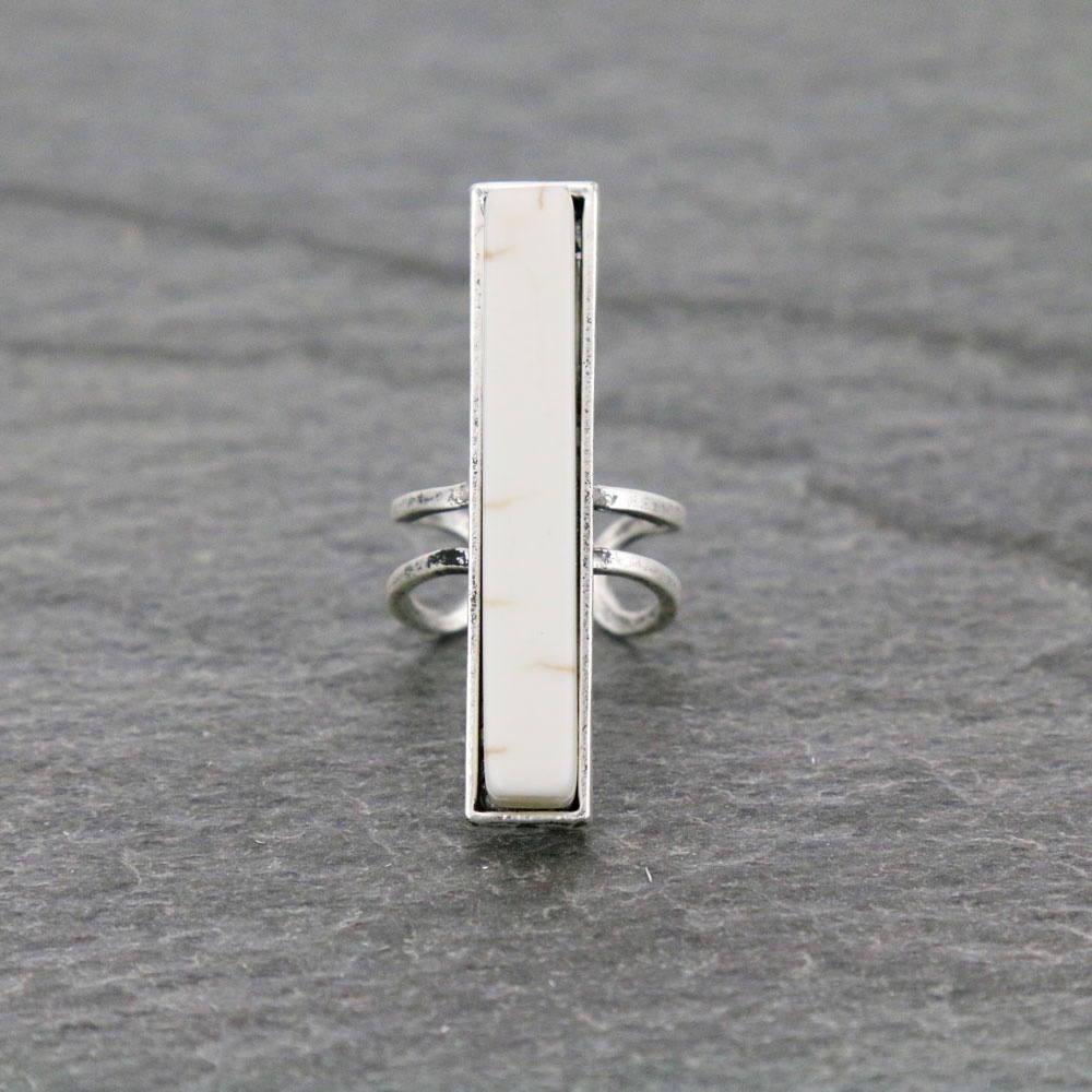 Natural White Stone Adjustable Ring