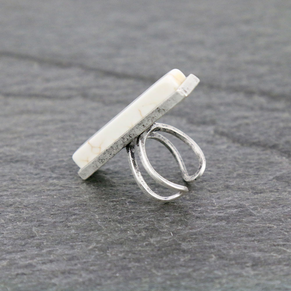 Natural White Stone Adjustable Ring - Image 2