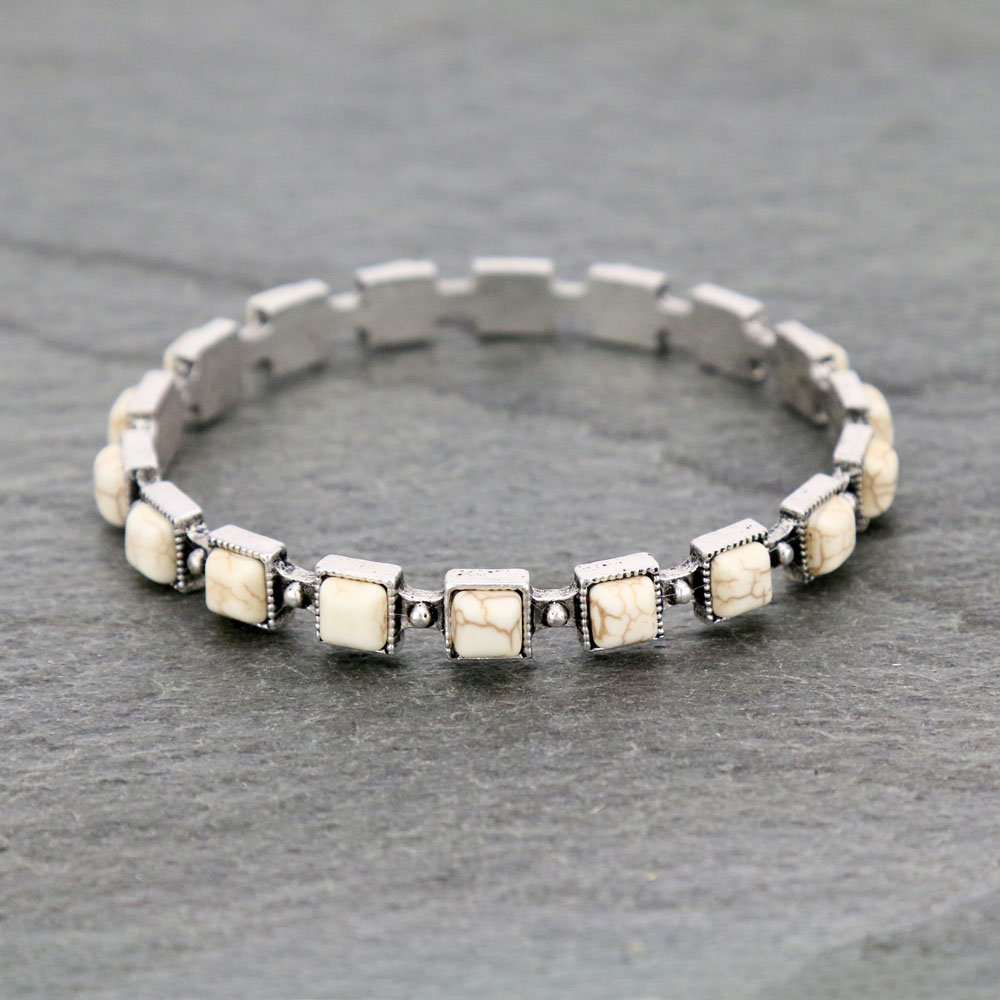 White Stone Bangle Bracelet