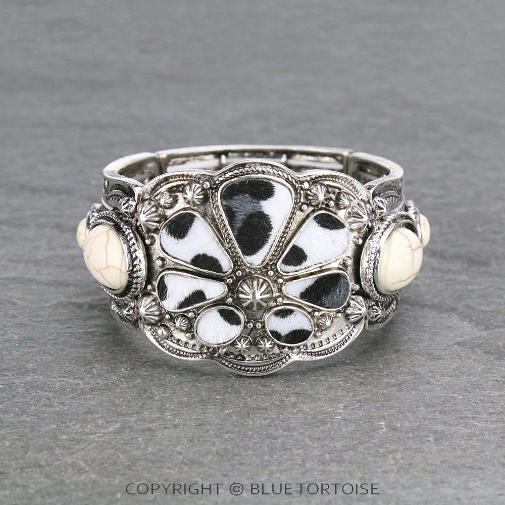 Western Squash Blossom Stone Stretch Bracelet