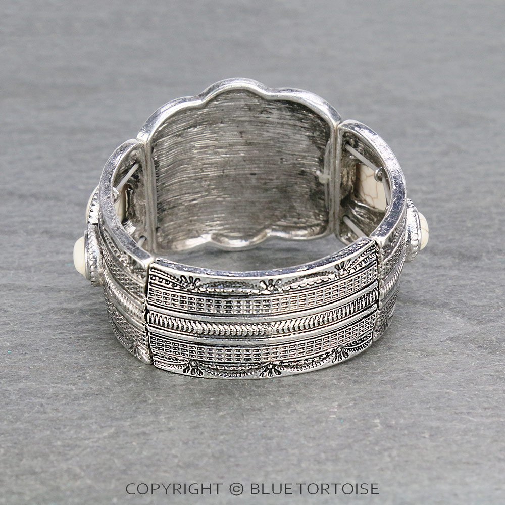 Western Squash Blossom Stone Stretch Bracelet - Image 3