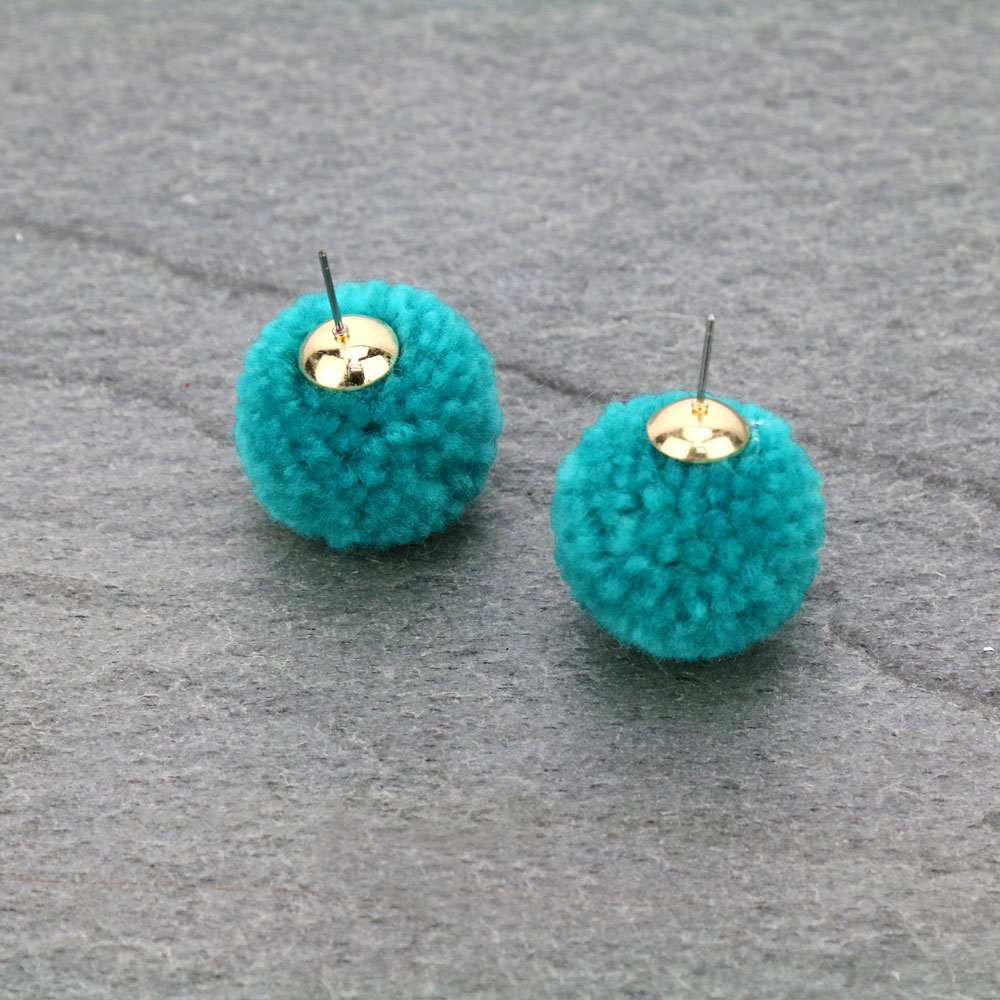 Pompom Stud Earrings - Image 2