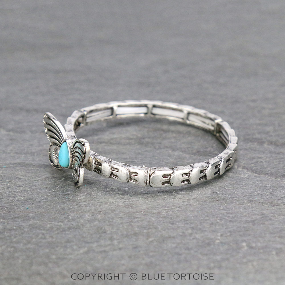 Western Butterfly Stone Stretch Bracelet - Image 2