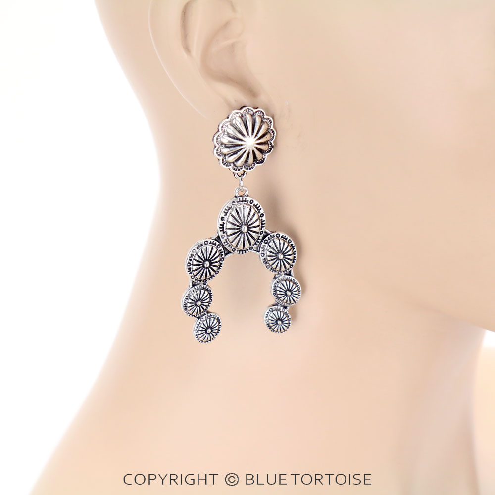 Squash Blossom Concho Post Earrings - Image 2