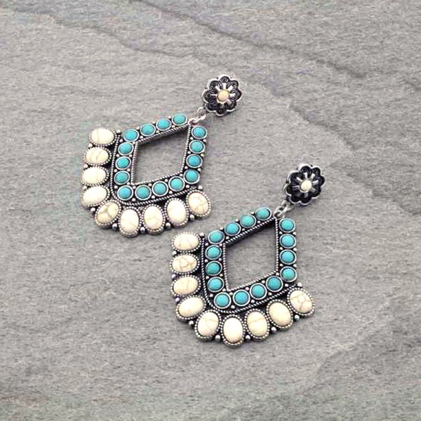 Western Stone Chandelier Post Earrings