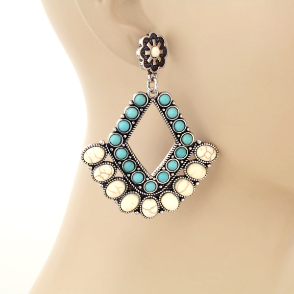 Western Stone Chandelier Post Earrings - Image 2