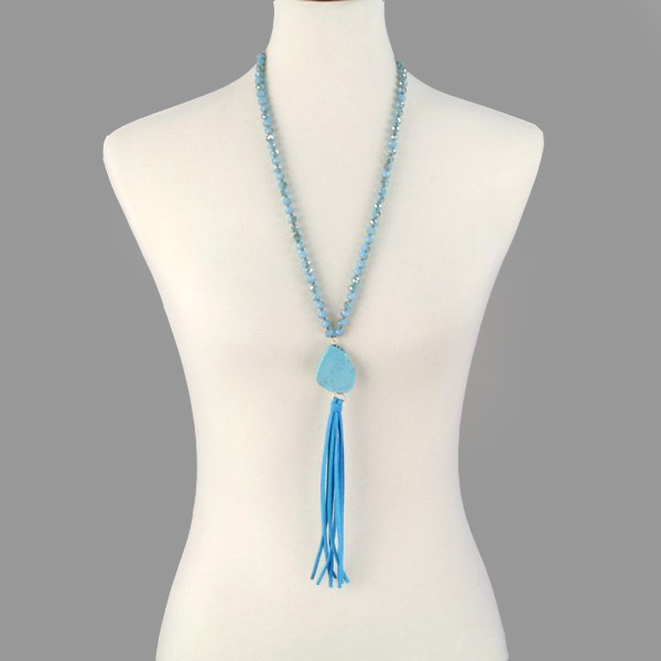 Fashion Natural Stone Tassel Necklace Set - Image 2