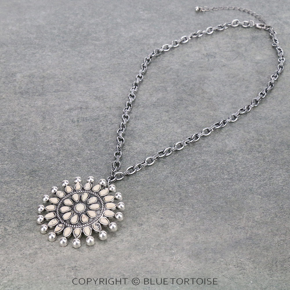 Western Concho Stone Chain Necklace