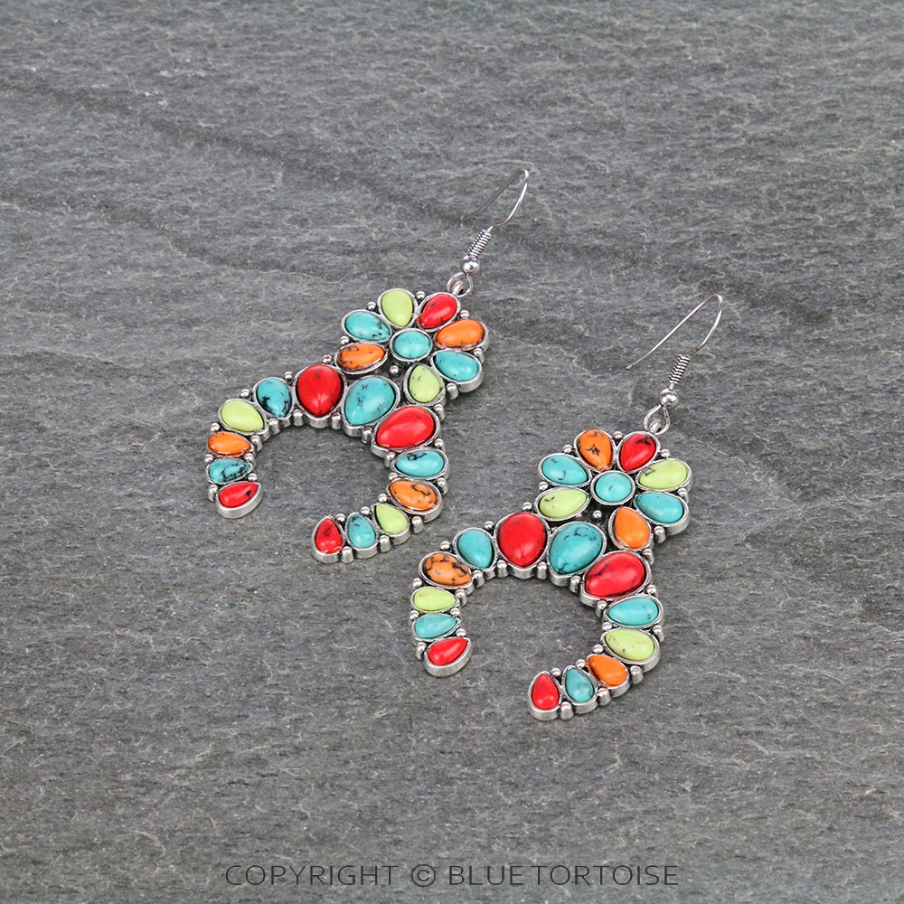 Squash Blossom Stone Dangle Earrings