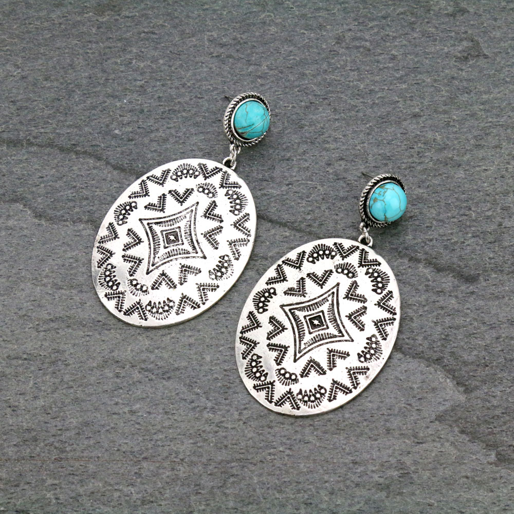 Concho Natural Stone Post Earrings