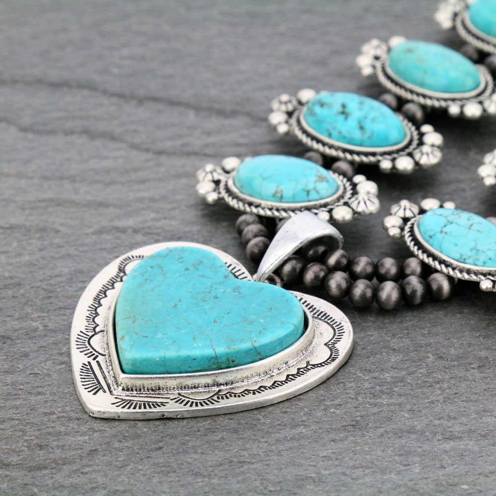 Full Squash Blossom Natural Stone Necklace - Image 3