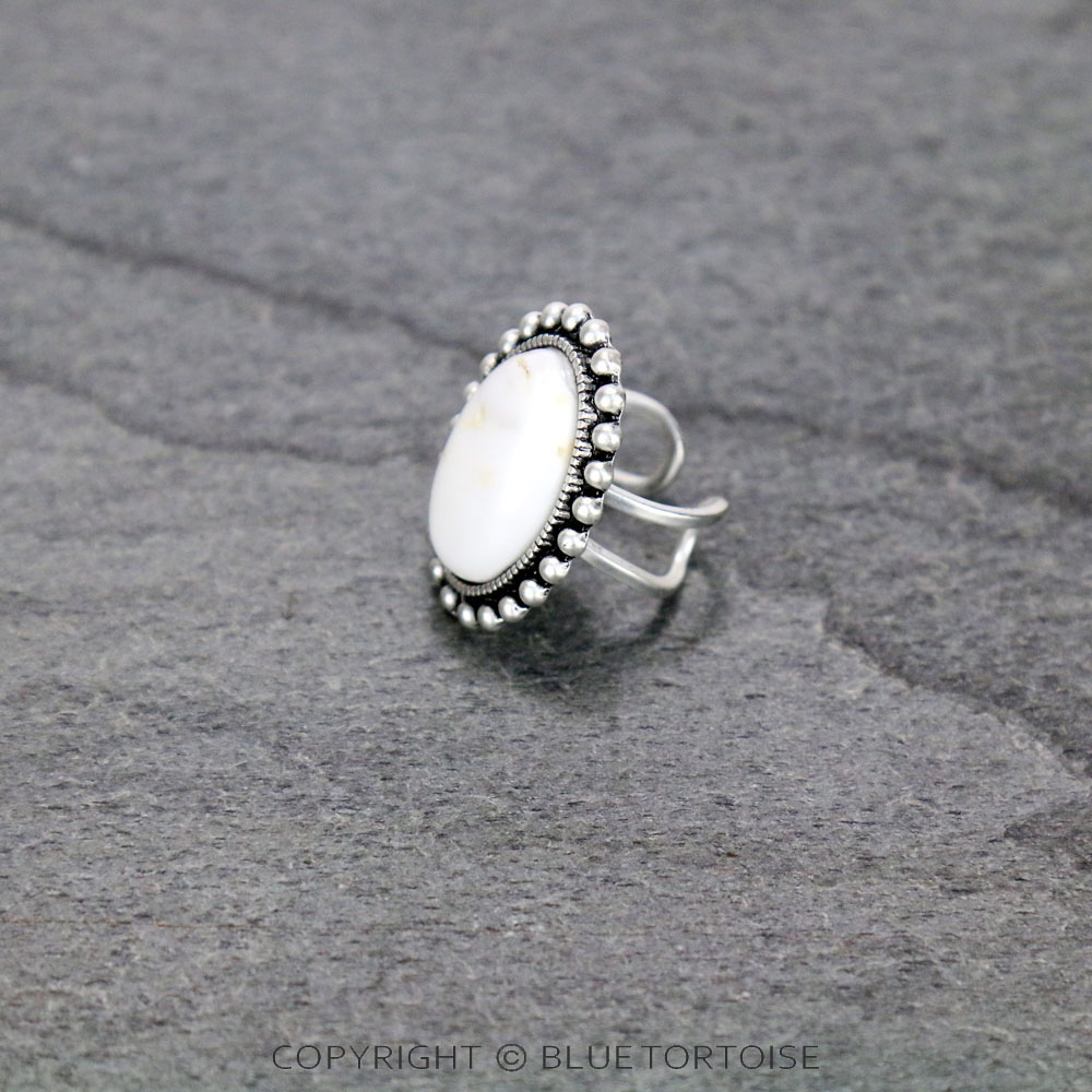 Natural White Stone Adjustable Ring - Image 2