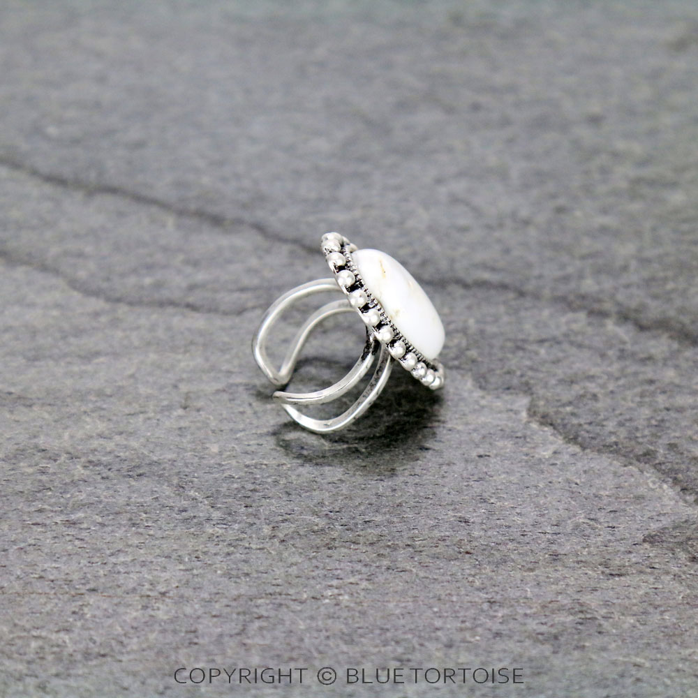 Natural White Stone Adjustable Ring - Image 3