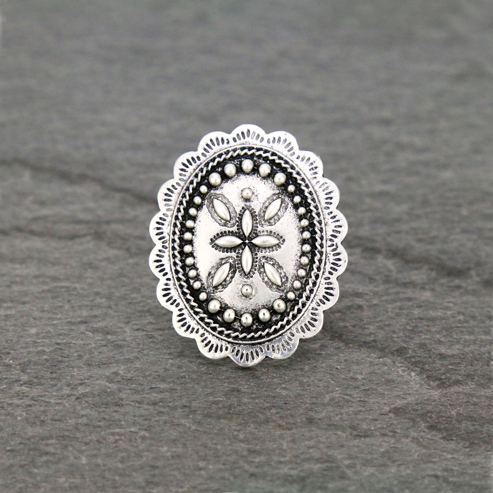 Boho Concho Adjustable Ring with Double Band