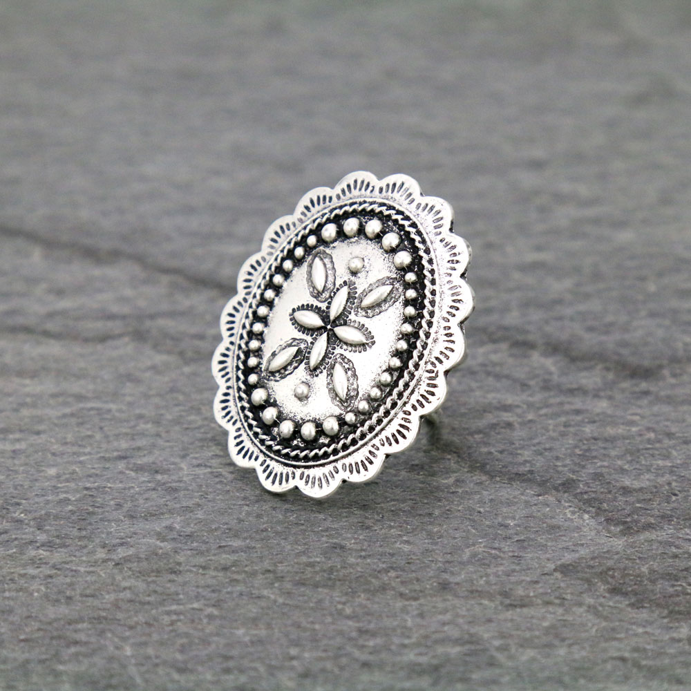Boho Concho Adjustable Ring with Double Band - Image 2