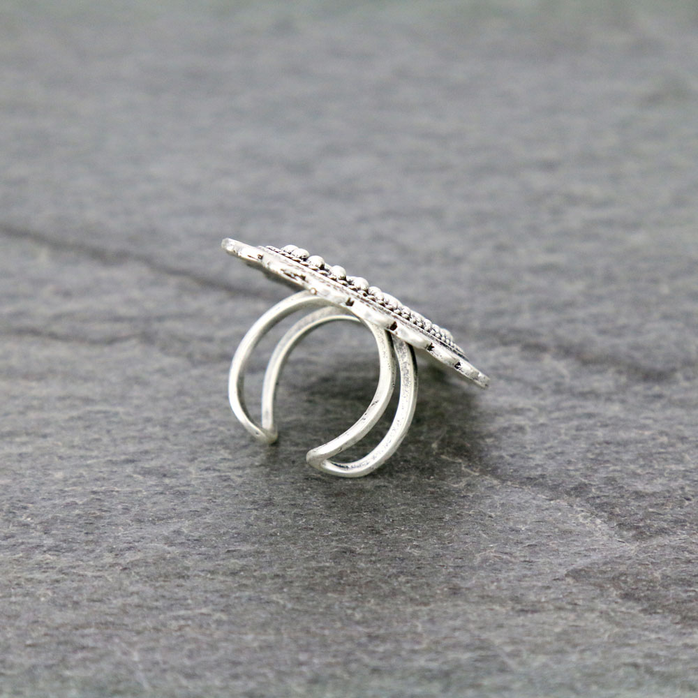 Boho Concho Adjustable Ring with Double Band - Image 3
