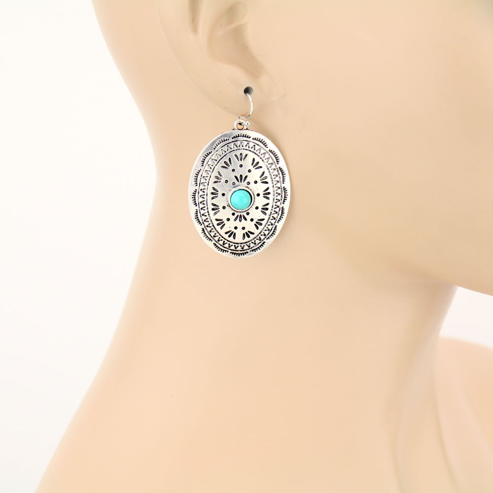 Concho Natural Stone Earrings - Image 2