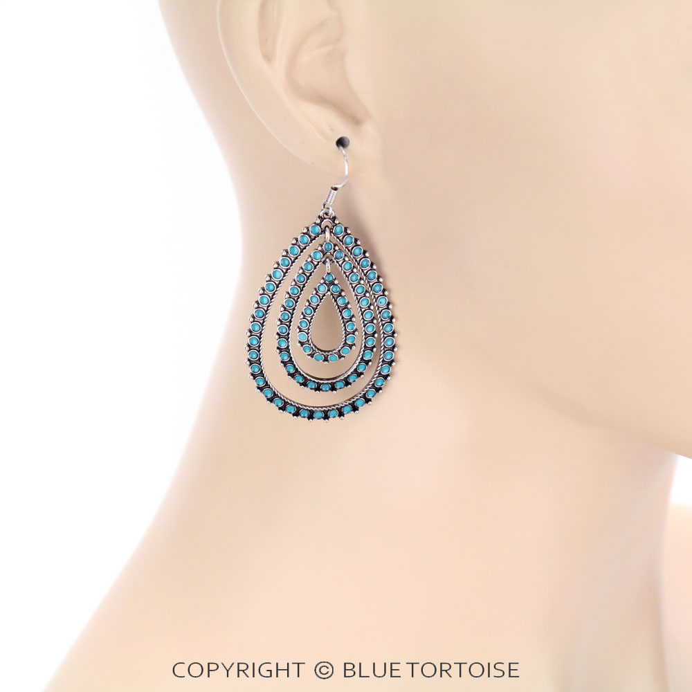 Western Epoxy Teardrop Fish Hook Earrings - Image 2