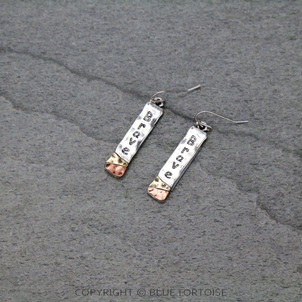 Western "Brave" Fish Hook Earrings