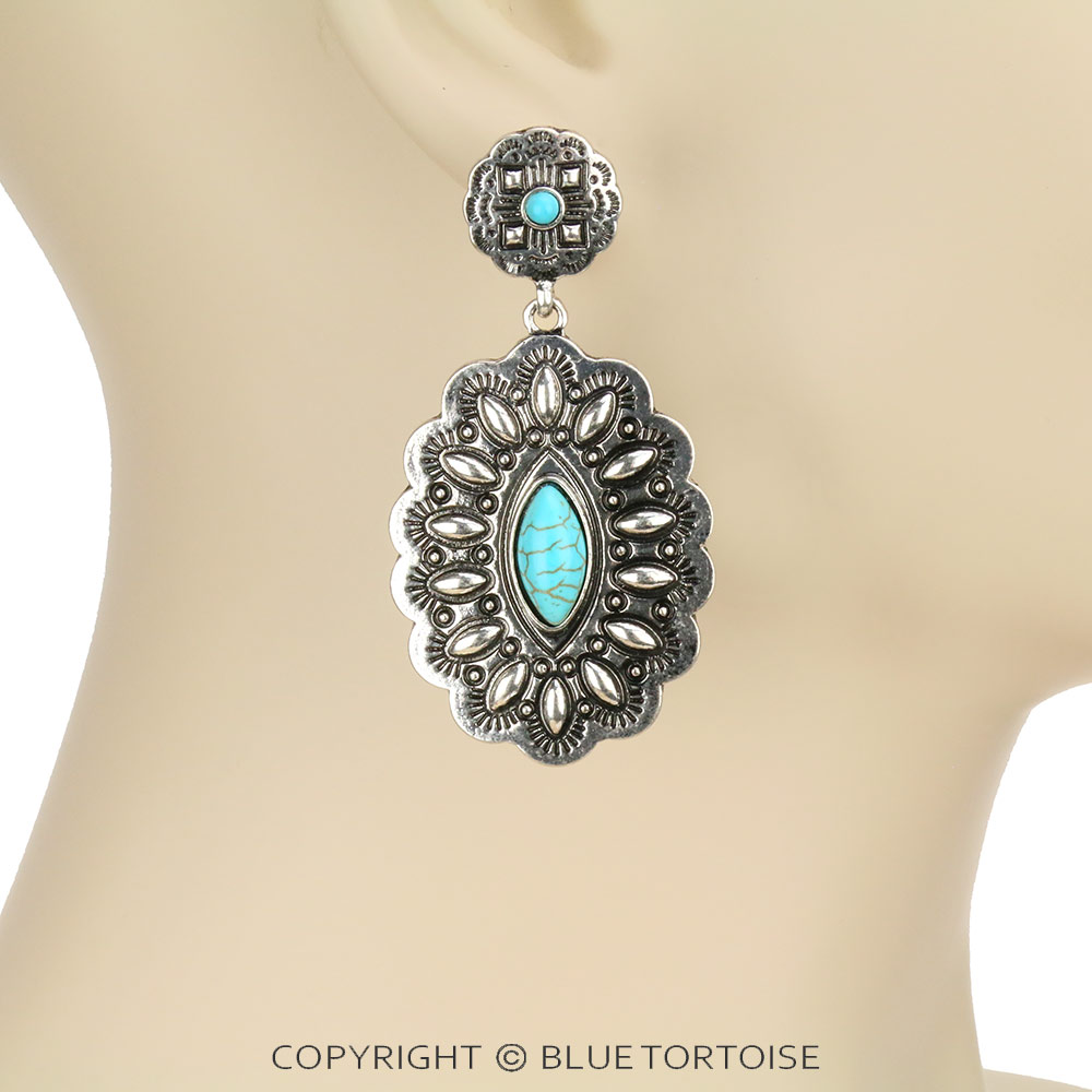 Western Chunky Concho Stud Earrings - Image 2