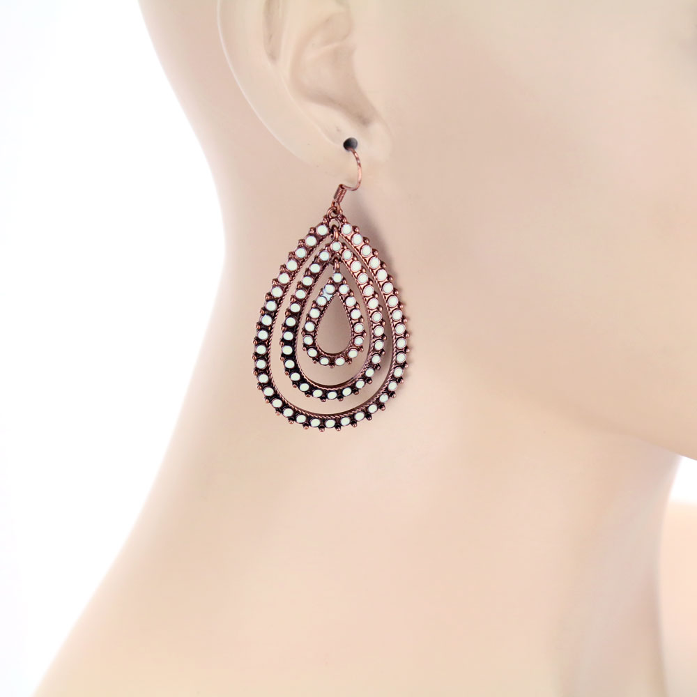 Western Epoxy Teardrop Fish Hook Earrings - Image 2