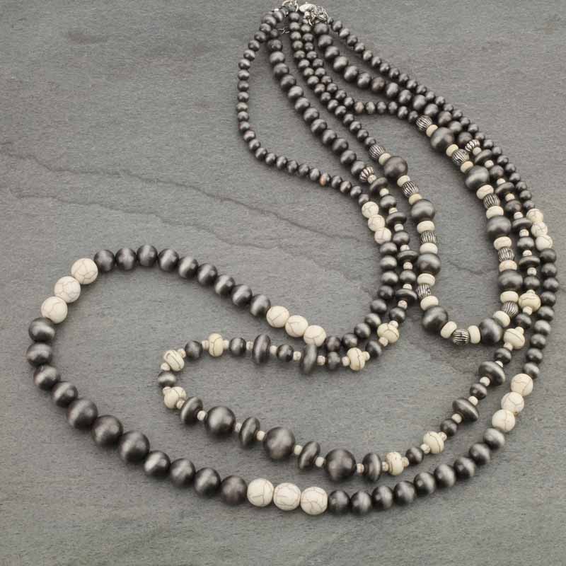 Navajo Style Pearl Layered Necklace