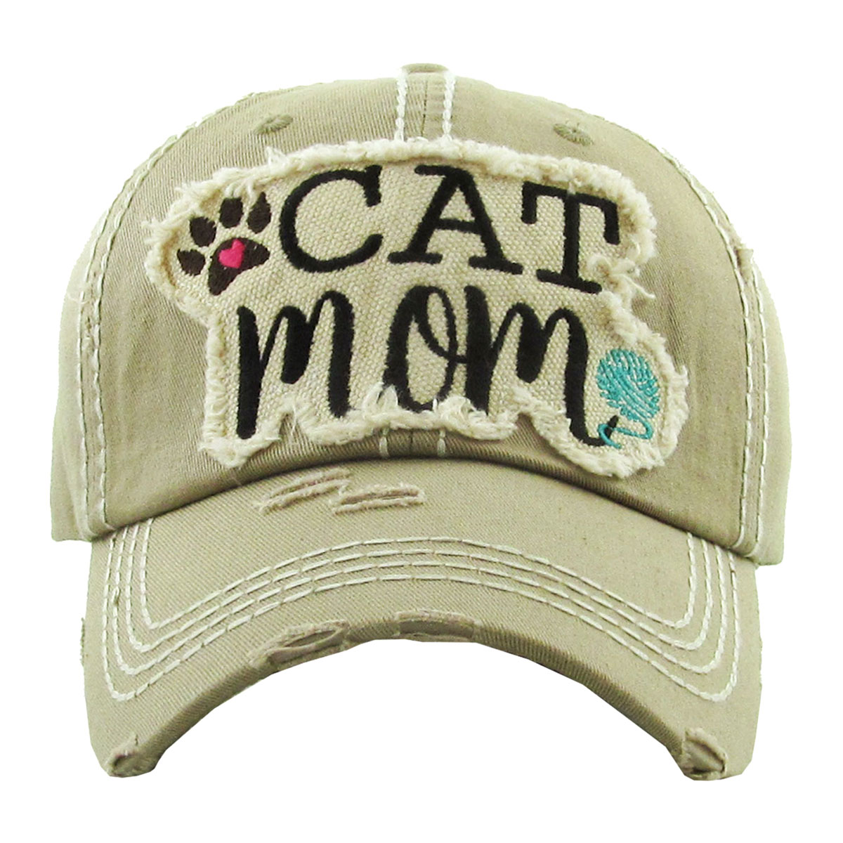 "CATMOM" Washed Vintage Ball Cap