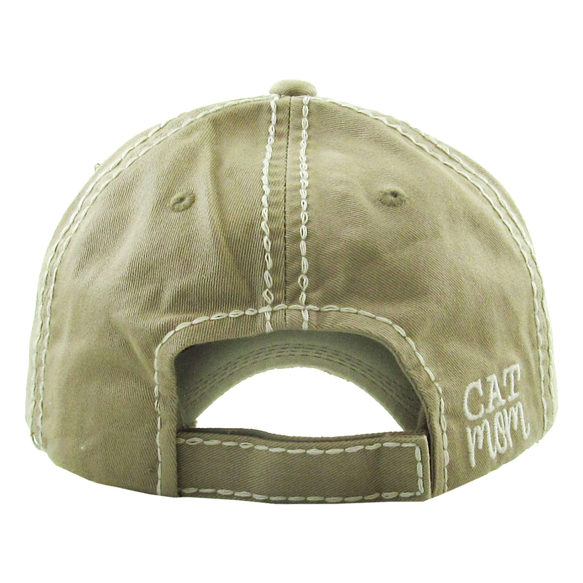 "CATMOM" Washed Vintage Ball Cap - Image 2