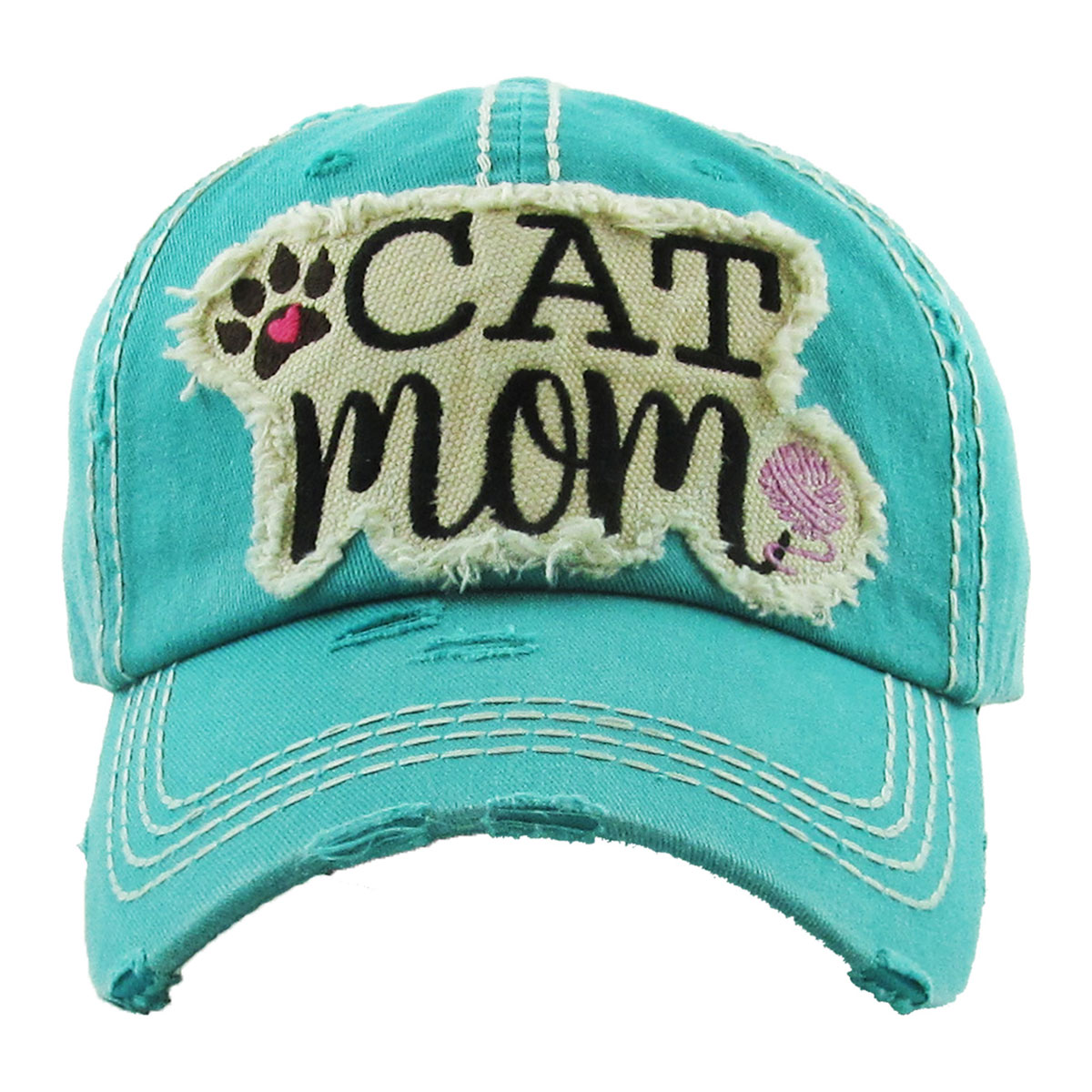 "CATMOM" Washed Vintage Ball Cap