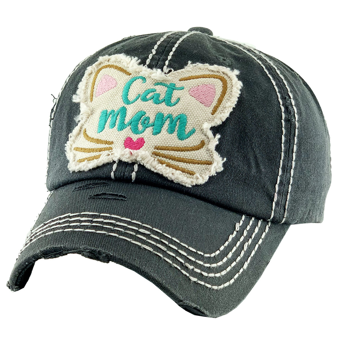 "CATMOM" Washed Vintage Ball Cap - Image 3