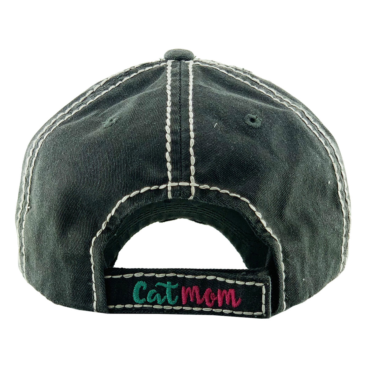 "CATMOM" Washed Vintage Ball Cap - Image 2