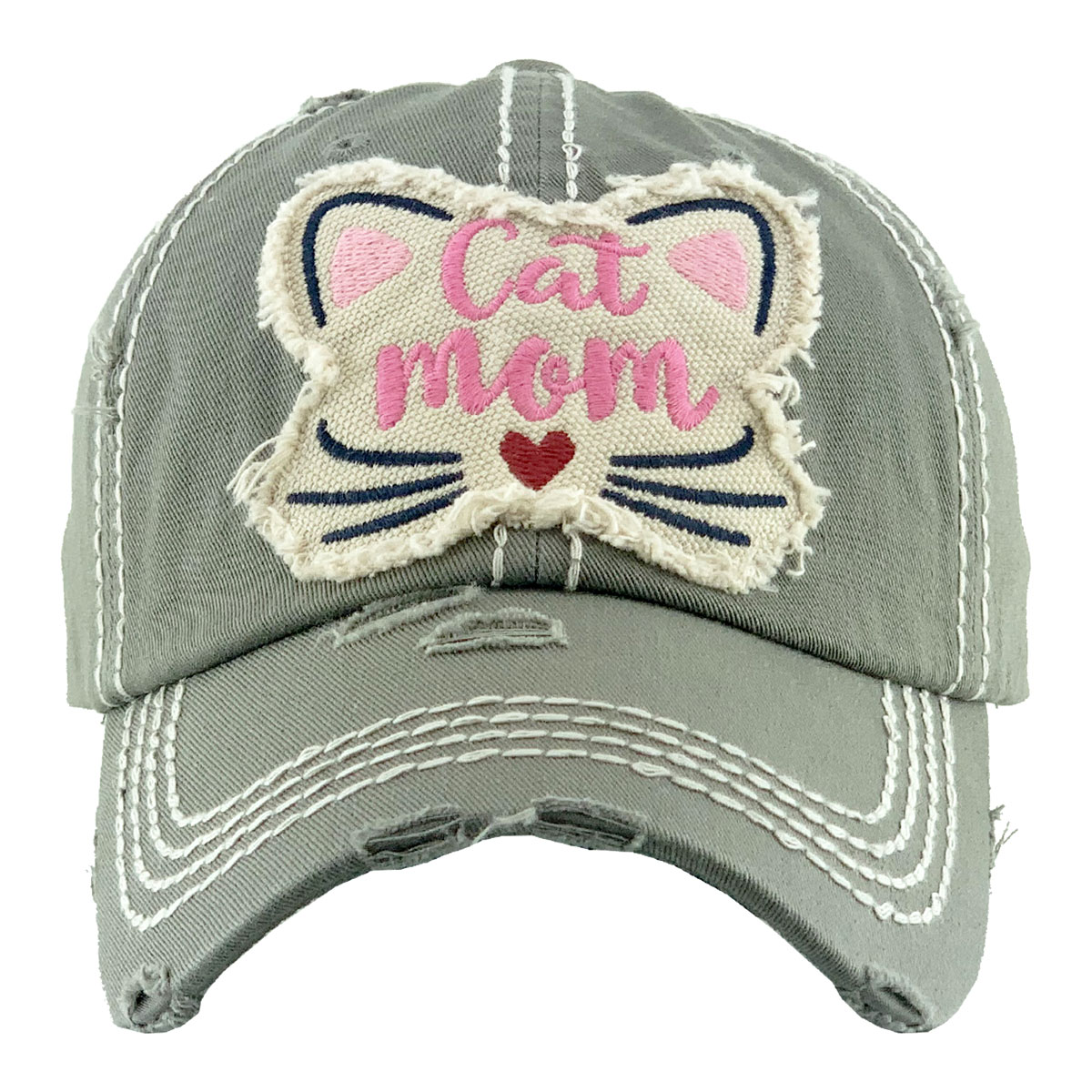 "CATMOM" Washed Vintage Ball Cap