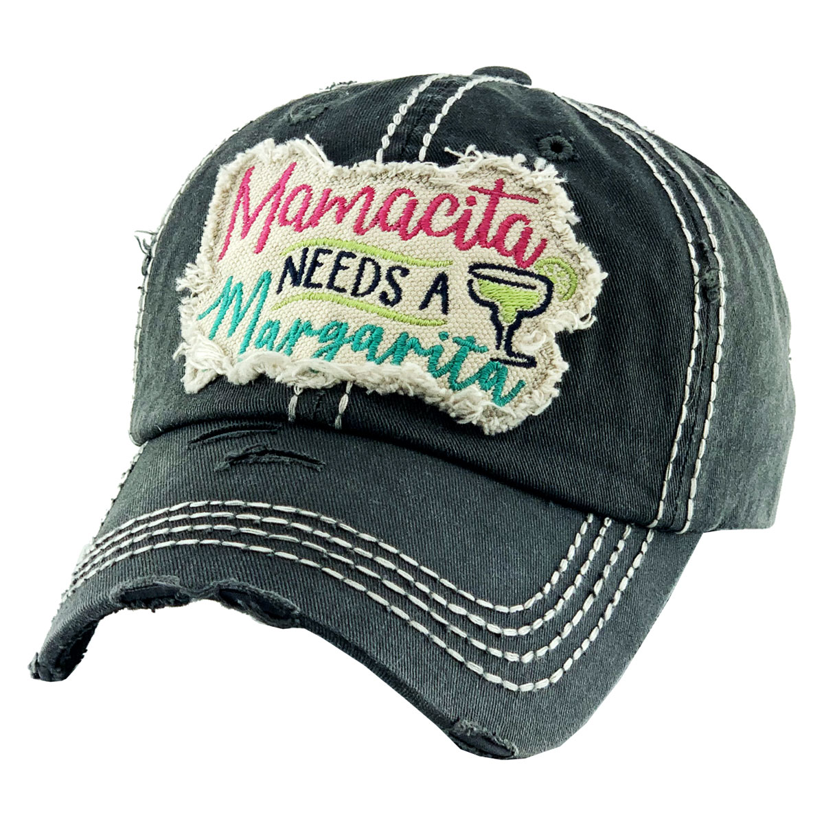 "Mamacita Needs a Margarita" Washed Vintage Ball Cap - Image 2