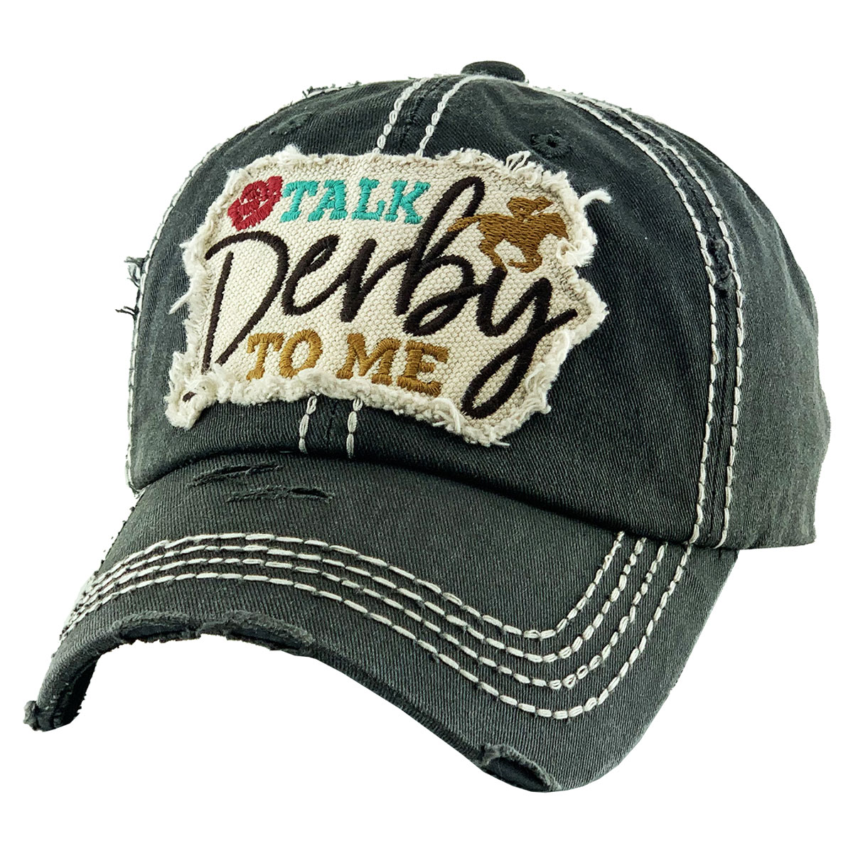 "Talk Derby to Me" Washed Vintage Ball Cap - Image 3